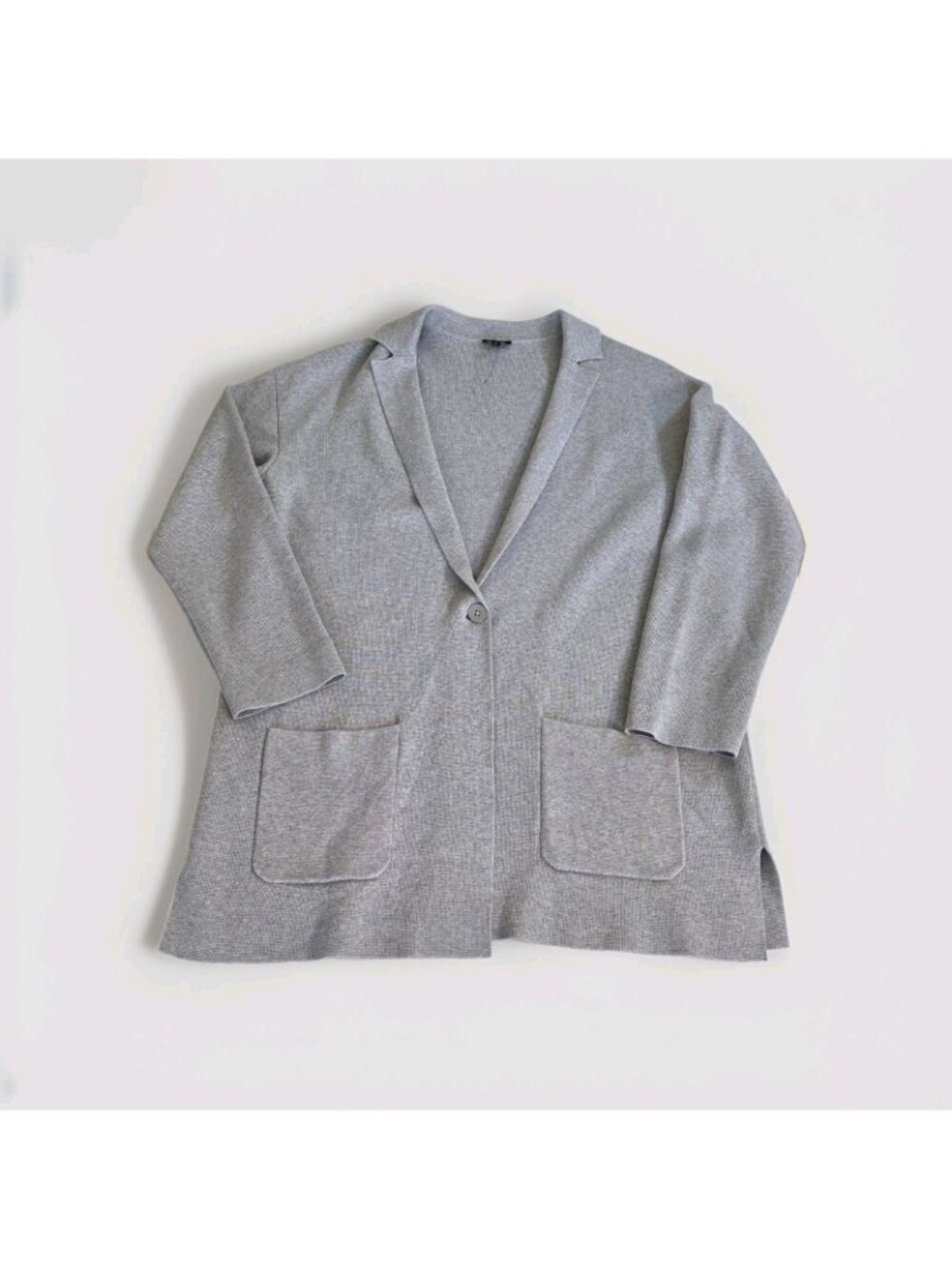 Talbots Women XL Grey Knit Sweater Blazer Coatigan Single Button Pocket Cardigan - Picture 11 of 16